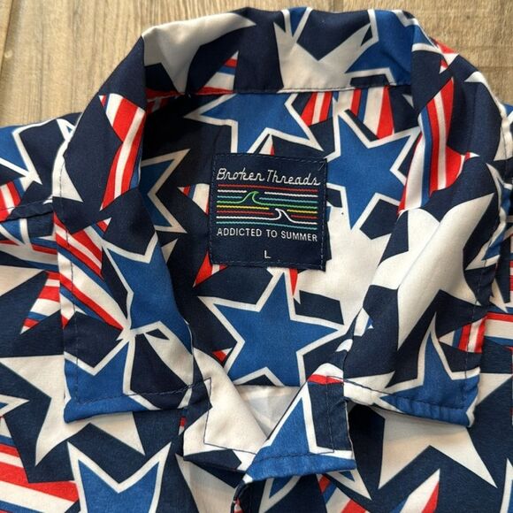 Broken Threads addicted to Summer Men's‎ Patriotic button up shirt Large - Picture 3 of 8